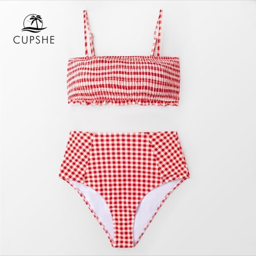 3 for $20 NWT Cupshe gingham high rise 👙 Sz medium - Picture 3 of 9